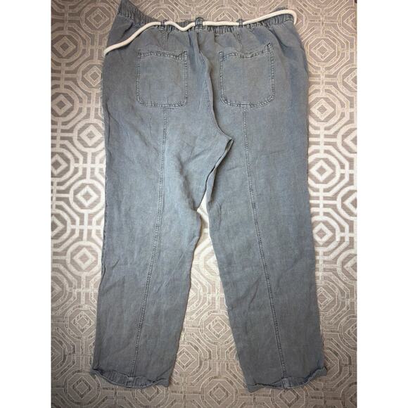 C&C California Gray Linen Cropped Pants Rope Belt Women’s Size XL Casual Boho - Picture 2 of 9